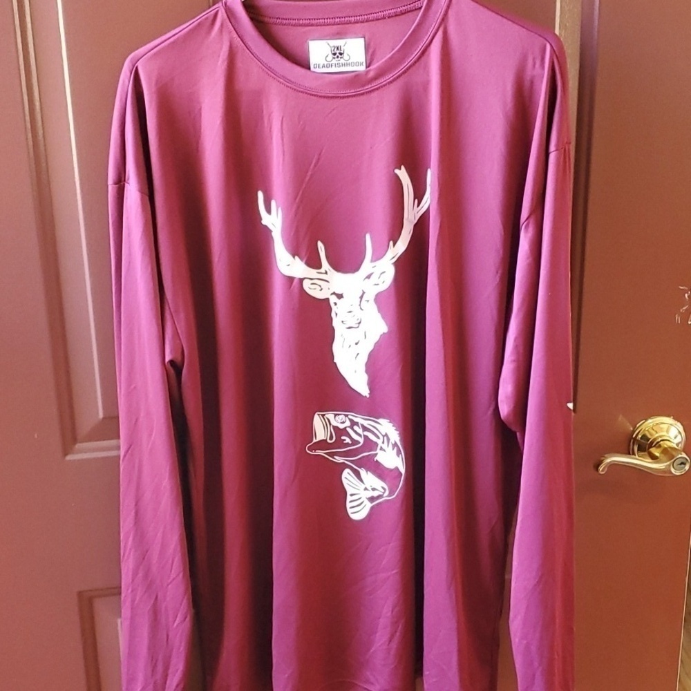 Deadfishhook maroon poly long sleeve outdoors shirt 2XL